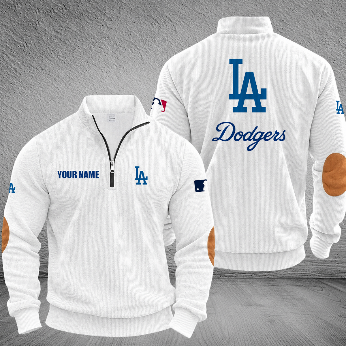 [FLASH SALE] NEW CUSTOMIZED MLB02 LAD LOS ANGELES DODGERS MULTICOLOR STRIPED QUATER ZIP SWEATSHIRT