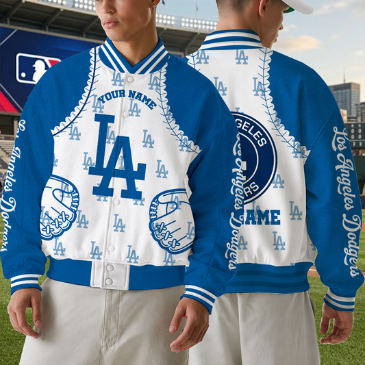 [FLASH SALE] NEW CUSTOMIZED MLB02 LAD LOS ANGELES DODGERS SATIN VARSITY & BASEBALL JACKET