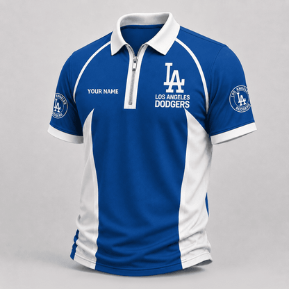 [FLASH SALE] NEW CUSTOMIZED MLB02 LAD LOS ANGELES DODGERS ZIP POLO SHIRT