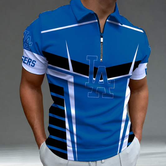 [FLASH SALE] NEW CUSTOMIZED MLB02 LAD LOS ANGELES DODGERS ZIP POLO SHIRT