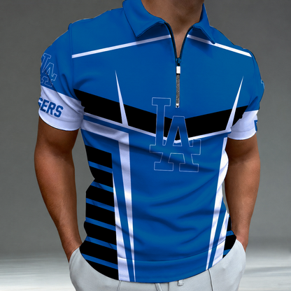 [FLASH SALE] NEW CUSTOMIZED MLB02 LAD LOS ANGELES DODGERS ZIP POLO SHIRT