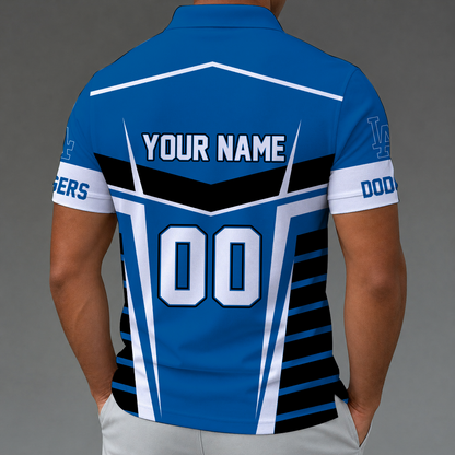 [FLASH SALE] NEW CUSTOMIZED MLB02 LAD LOS ANGELES DODGERS ZIP POLO SHIRT