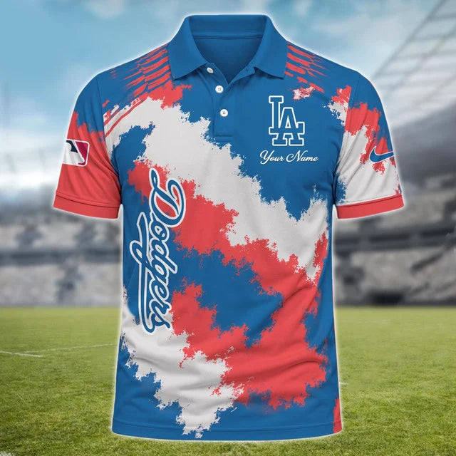 [FLASH SALE] NEW CUSTOMIZED MLB02 LAD LOS ANGELES DODGERS MULTICOLOR POLO SHIRT
