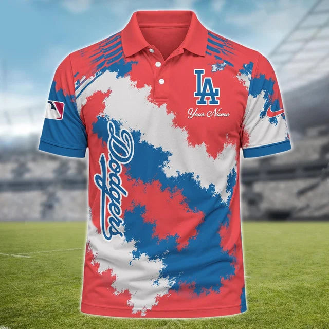 [FLASH SALE] NEW CUSTOMIZED MLB02 LAD LOS ANGELES DODGERS MULTICOLOR POLO SHIRT