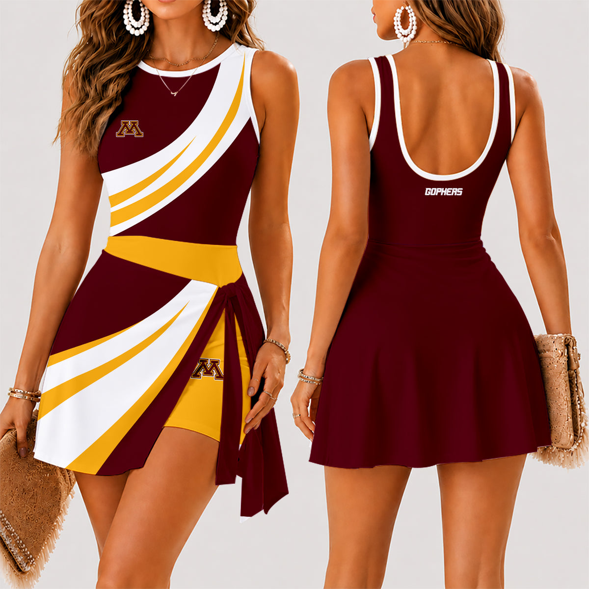 [FAN FAVORITE] NEW CUSTOMIZED NCAA MFF02 MGG MINNESOTA GOLDEN GOPHERS WOMEN'S SUMMER SKORT DRESS
