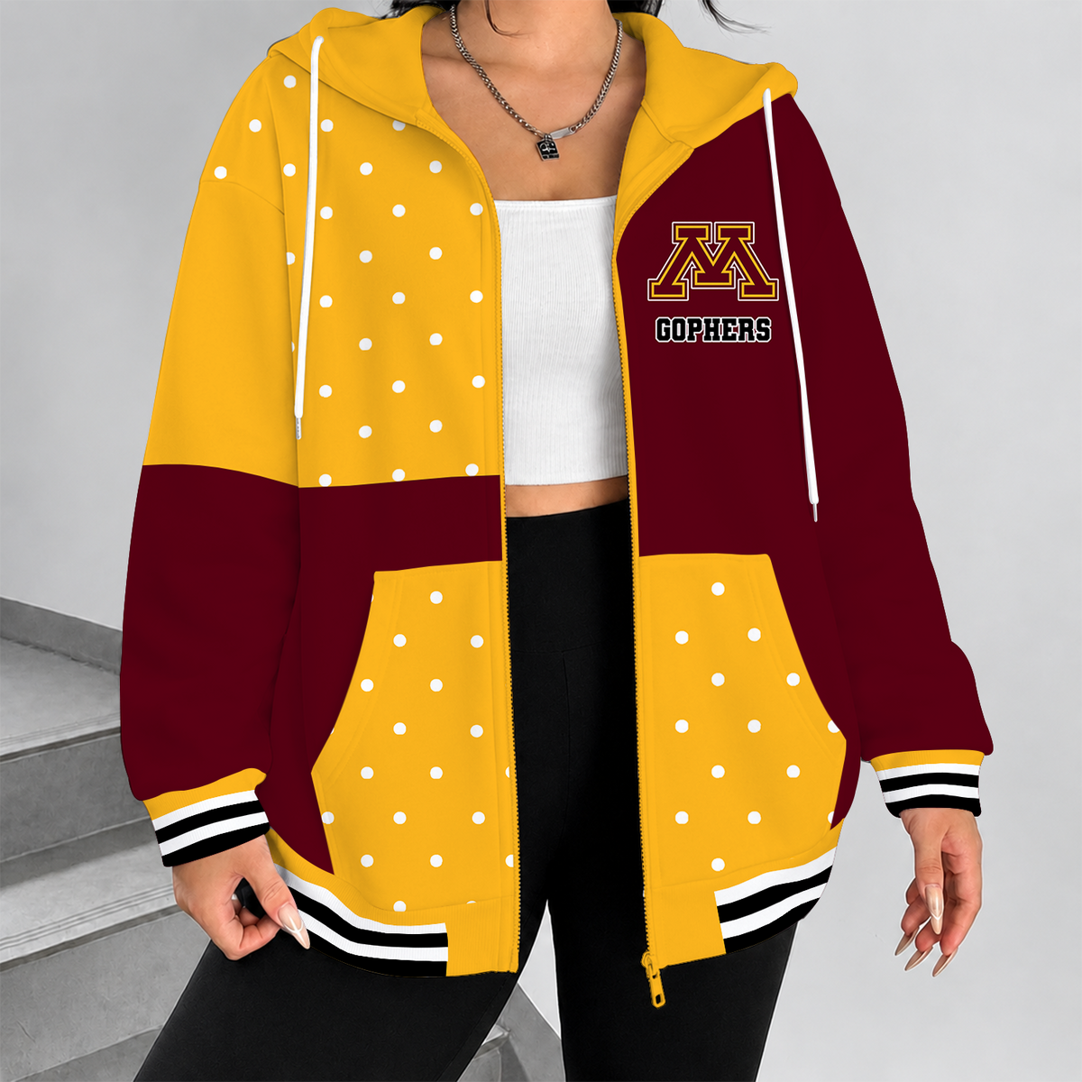 [FAN FAVORITE] NEW CUSTOMIZED NCAA MFF02 MGG MINNESOTA GOLDEN GOPHERS STRAPPY ZIP HOODIE