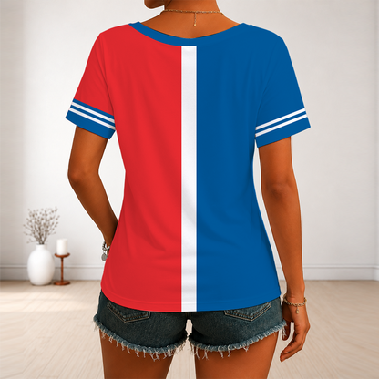 [FLASH SALE] NEW CUSTOMIZED MLB02 LAD LOS ANGELES DODGERS V-NECK FEMALE SHIRT
