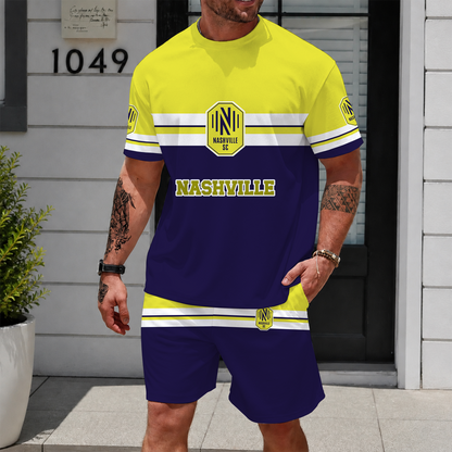 [FAN EXCLUSIVE] NEW CUSTOMIZED MLS02 NSC NASHVILLE SC UNISEX T-SHIRT & SHORTS SET
