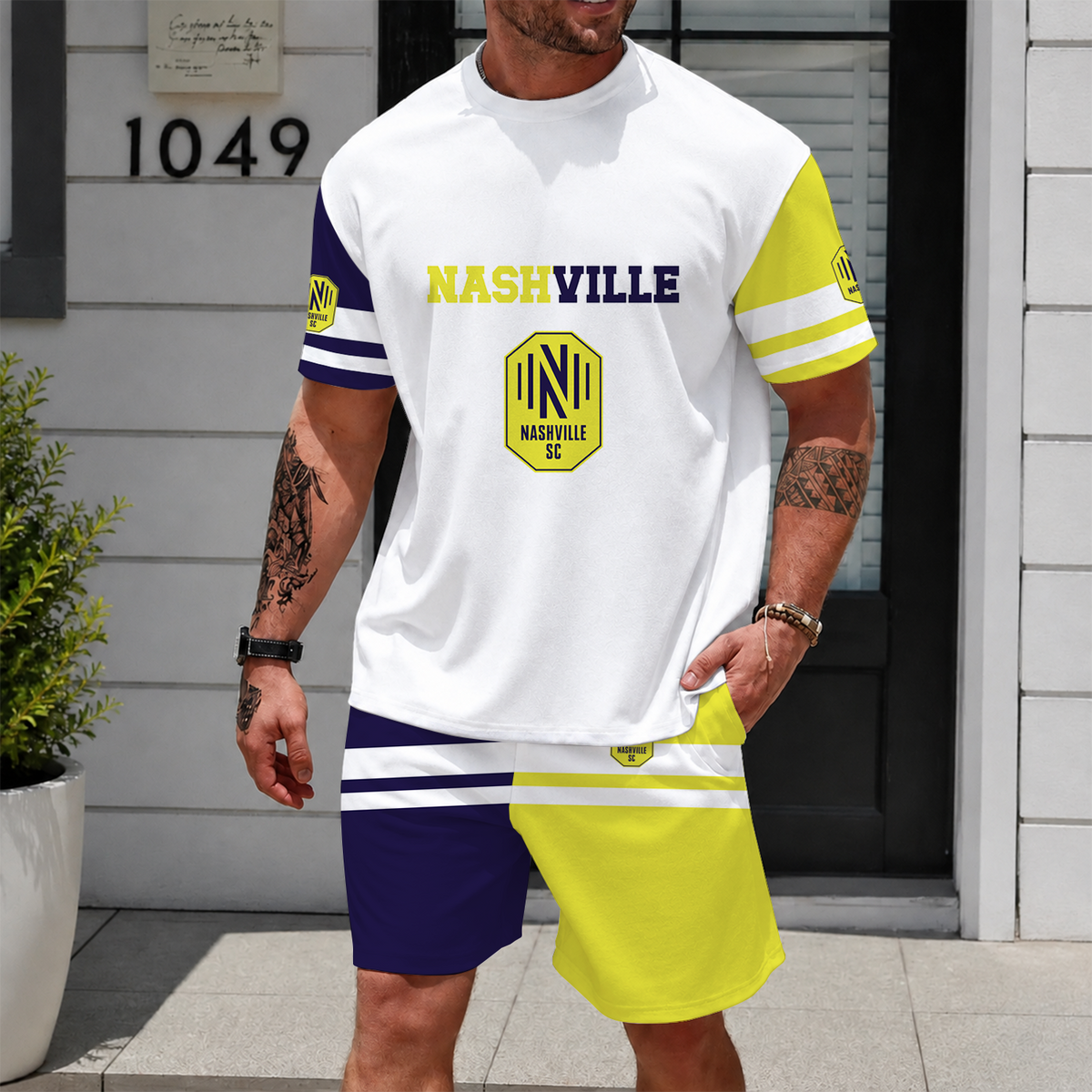 [FAN EXCLUSIVE] NEW CUSTOMIZED MLS02 NSC NASHVILLE SC UNISEX T-SHIRT & SHORTS SET
