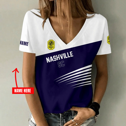 [FAN EXCLUSIVE] NEW CUSTOMIZED MLS02 NSC NASHVILLE SC V-NECK FEMALE SHIRT