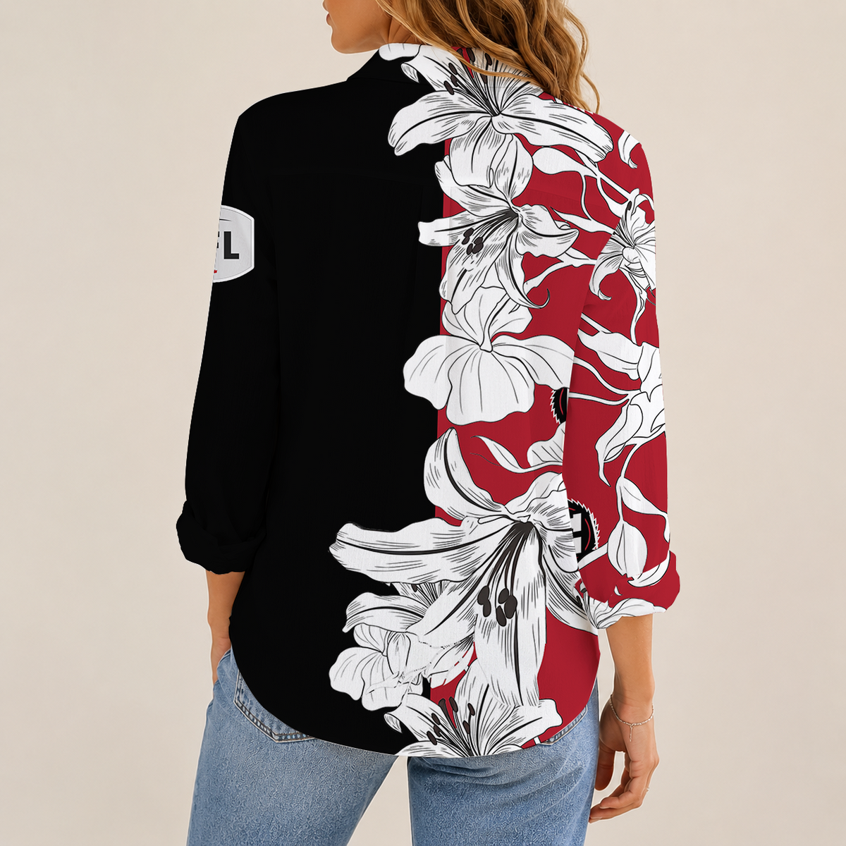 [FAN EXCLUSIVE] NEW CUSTOMIZED CFL02 OTT OTTAWA REDBLACKS STRAPPY WOMEN CASUAL SHIRT