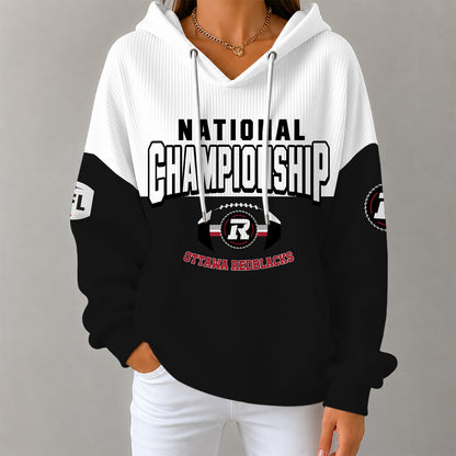 [FAN EXCLUSIVE] NEW CUSTOMIZED CFL02 OTT OTTAWA REDBLACKS STRAPPY RIBBED HOODIE & SWEATSHIRT