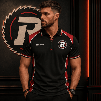 [SPECIAL OFFER] NEW CUSTOMIZED CFL02 OTT OTTAWA REDBLACKS ZIP POLO SHIRT