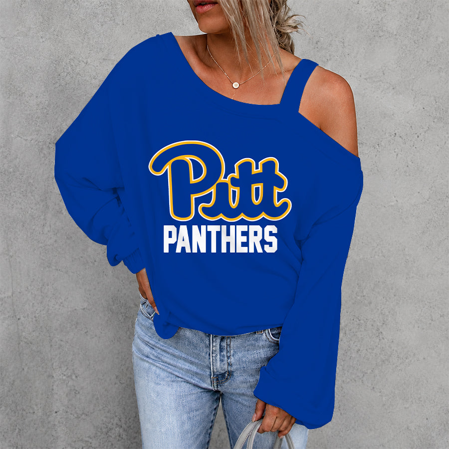 [FAN FAVORITE] NEW CUSTOMIZED NCAA FBS02 PIP PITTSBURGH PANTHERS DROP SHOULDER SWEATSHIRT