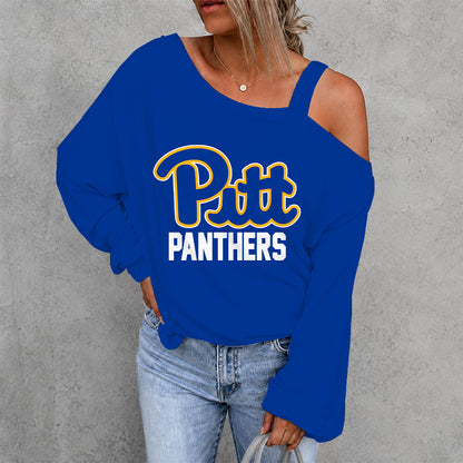 [FAN FAVORITE] NEW CUSTOMIZED NCAA FBS02 PIP PITTSBURGH PANTHERS DROP SHOULDER SWEATSHIRT