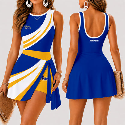 [FAN FAVORITE] NEW CUSTOMIZED NCAA FBS02 PIP PITTSBURGH PANTHERS WOMEN'S SUMMER SKORT DRESS