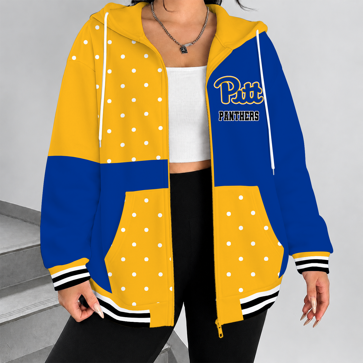 [FAN FAVORITE] NEW CUSTOMIZED NCAA FBS02 PIP PITTSBURGH PANTHERS ZIP HOODIE