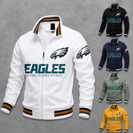[SPECIAL OFFER] NEW CUSTOMIZED NFL02 PPE PHILADELPHIA EAGLES MULTICOLOR MEN'S CASUAL JACKET