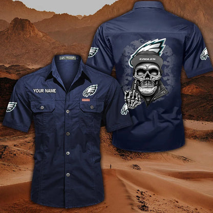 [SPECIAL OFFER] NEW CUSTOMIZED NFL02 PPE PHILADELPHIA EAGLES MUTICOLOR MEN'S CARGO SHIRT