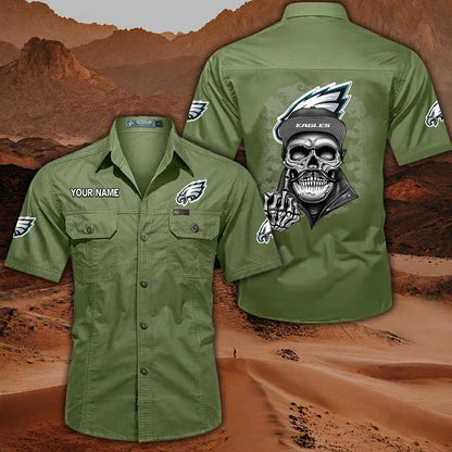 [SPECIAL OFFER] NEW CUSTOMIZED NFL02 PPE PHILADELPHIA EAGLES MUTICOLOR MEN'S CARGO SHIRT