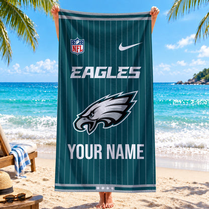 [SPECIAL OFFER] NEW CUSTOMIZED NFL02 PPE PHILADELPHIA EAGLES BEACH TOWEL