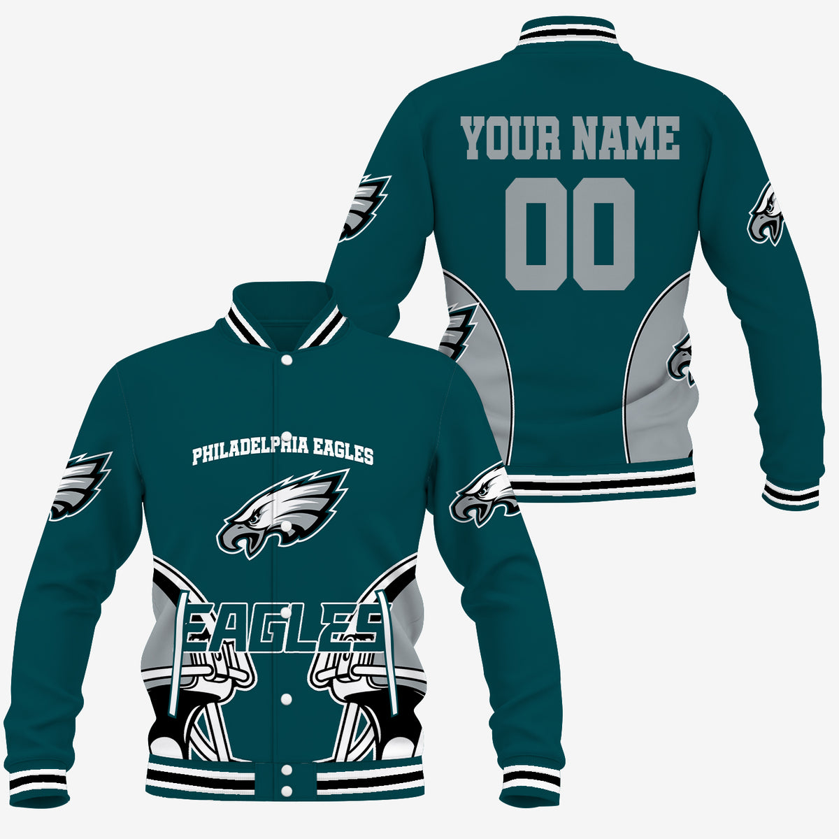 [SPECIAL OFFER] NEW CUSTOMIZED NFL02 PPE PHILADELPHIA EAGLES SATIN VARSITY & BASEBALL JACKET
