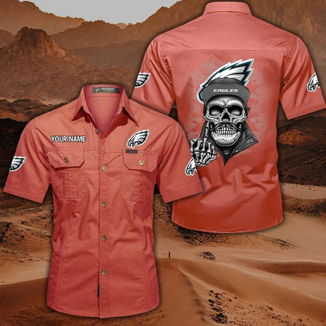 [SPECIAL OFFER] NEW CUSTOMIZED NFL02 PPE PHILADELPHIA EAGLES MUTICOLOR MEN'S CARGO SHIRT