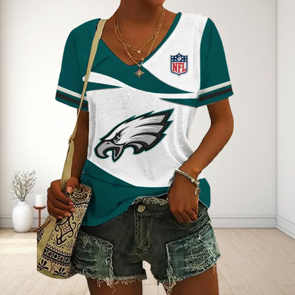 SPECIAL OFFER] NEW CUSTOMIZED NFL02 PPE PHILADELPHIA EAGLES V-NECK FEMALE SHIRT