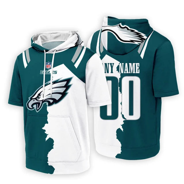[SPECIAL OFFER] NEW CUSTOMIZED NFL02 PPE PHILADELPHIA EAGLES SHORT SLEEVE HOODIE T-SHIRT