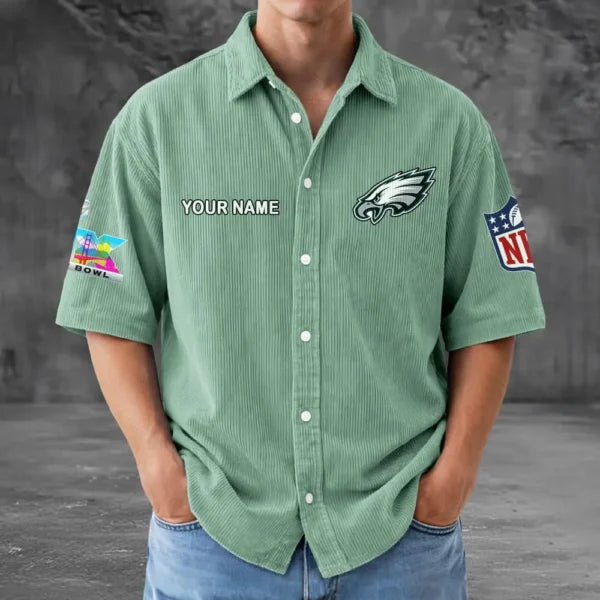 [HOT DEAL] NEW CUSTOMIZED NFL02 PPE PHILADELPHIA EAGLES SEERSUCKER BUTTON SHIRT