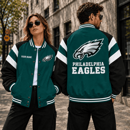 [SPECIAL OFFER] NEW CUSTOMIZED NFL02 PPE PHILADELPHIA EAGLES SATIN VARSITY & BASEBALL JACKET
