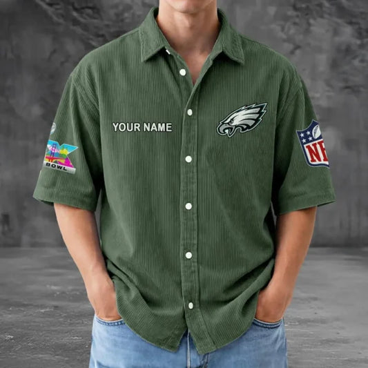 [HOT DEAL] NEW CUSTOMIZED NFL02 PPE PHILADELPHIA EAGLES SEERSUCKER BUTTON SHIRT