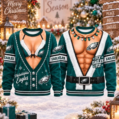 [SPECIAL OFFER] NEW CUSTOMIZED NFL02 PPE PHILADELPHIA EAGLES CHRISTMAS UNISEX SWEATSHIRT