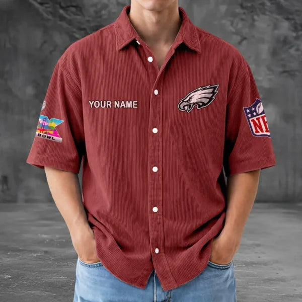 [HOT DEAL] NEW CUSTOMIZED NFL02 PPE PHILADELPHIA EAGLES SEERSUCKER BUTTON SHIRT