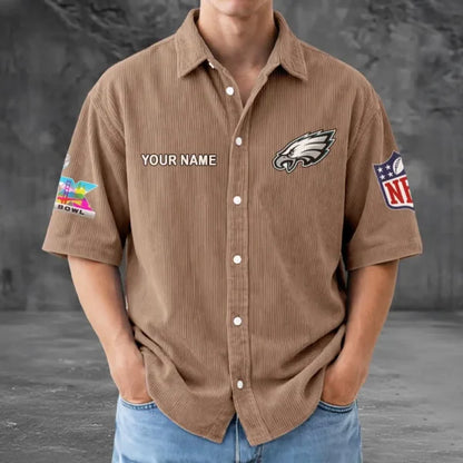 [HOT DEAL] NEW CUSTOMIZED NFL02 PPE PHILADELPHIA EAGLES SEERSUCKER BUTTON SHIRT