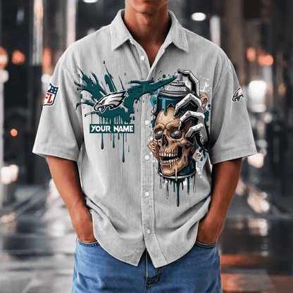 [SPECIAL OFFER] NEW CUSTOMIZED NFL02 PPE PHILADELPHIA EAGLES SEERSUCKER BUTTON SHIRT