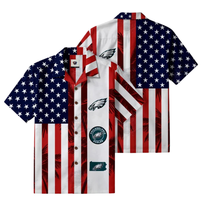 LIMITED EDITION - NEW CUSTOMIZED NFL02 PPE PHILADELPHIA EAGLES PATRIOTIC 250 USA HAWAIIAN SHIRT