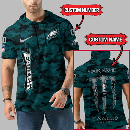 [HOT DEAL] NEW CUSTOMIZED NFL02 PPE PHILADELPHIA EAGLES SHORT SLEEVE HOODIE