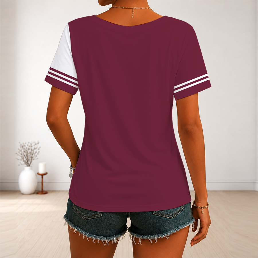 LIMITED EDITION - NEW CUSTOMIZED NBA02 CCA CLEVELAND CAVALIERS V-NECK FEMALE SHIRT