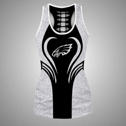 [SPECIAL OFFER] NEW CUSTOMIZED NFL02 PPE PHILADELPHIA EAGLES HOLLOW TANK TOP & LEGGINGS SET