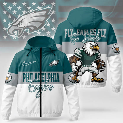 [SPECIAL OFFER] NEW CUSTOMIZED NFL02 PPE PHILADELPHIA EAGLES WINDBREAKER JACKET