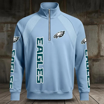 [SPECIAL OFFER] NEW CUSTOMIZED NFL02 PPE PHILADELPHIA EAGLES MEN'S MULTICOLOR QUARTER-ZIP PULLOVER