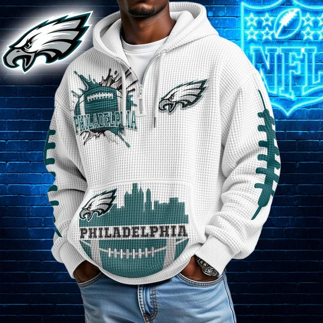 [SPECIAL OFFER] NEW CUSTOMIZED NFL02 PPE PHILADELPHIA EAGLES WAFFLE FULL ZIP HOODIE