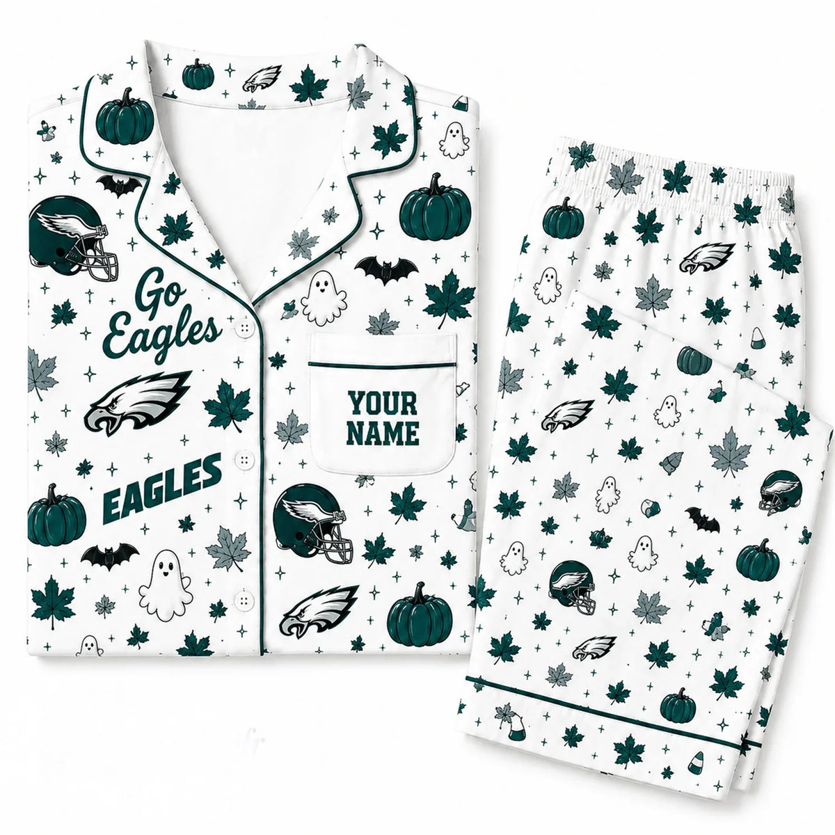 [SPECIAL OFFER] NEW CUSTOMIZED NFL02 PPE PHILADELPHIA EAGLES HALLOWEEN LONG PAJAMAS SET