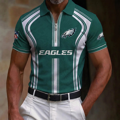 [SPECIAL OFFER] NEW CUSTOMIZED NFL02 PPE PHILADELPHIA EAGLES ZIP POLO SHIRT