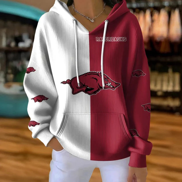 [FAN FAVORITE] NEW CUSTOMIZED NCAA CWS03 AKR ARKANSAS RAZORBACKS RIBBED HOODIE & SWEATSHIRT