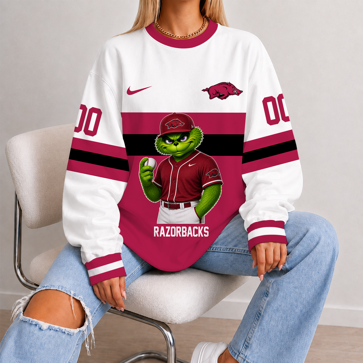 [FAN FAVORITE] NEW CUSTOMIZED NCAA CWS03 AKR ARKANSAS RAZORBACKS UNISEX SWEATSHIRT