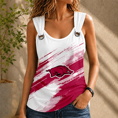 [FAN FAVORITE] NEW CUSTOMIZED NCAA CWS03 AKR ARKANSAS RAZORBACKS O-RING SHOULDER TANK TOP