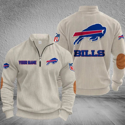 [SPECIAL OFFER] NEW CUSTOMIZED NFL03 BFB BUFFALO BILLS MULTICOLOR STRIPED QUATER ZIP SWEATSHIRT