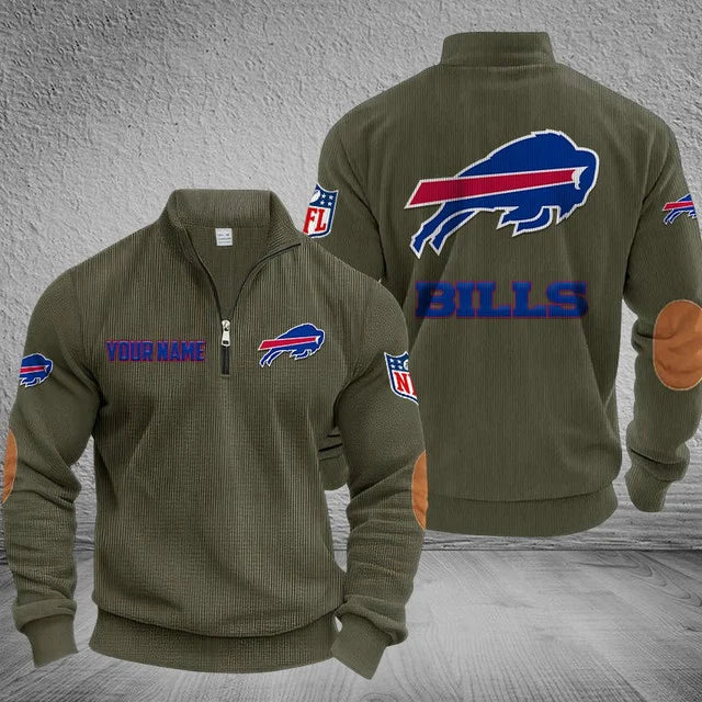 [SPECIAL OFFER] NEW CUSTOMIZED NFL03 BFB BUFFALO BILLS MULTICOLOR STRIPED QUATER ZIP SWEATSHIRT